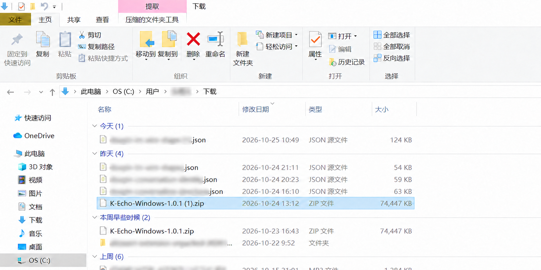 下载完成后,在电脑文件夹中找到 Windows 安装包(1.0.1 版本示意图)